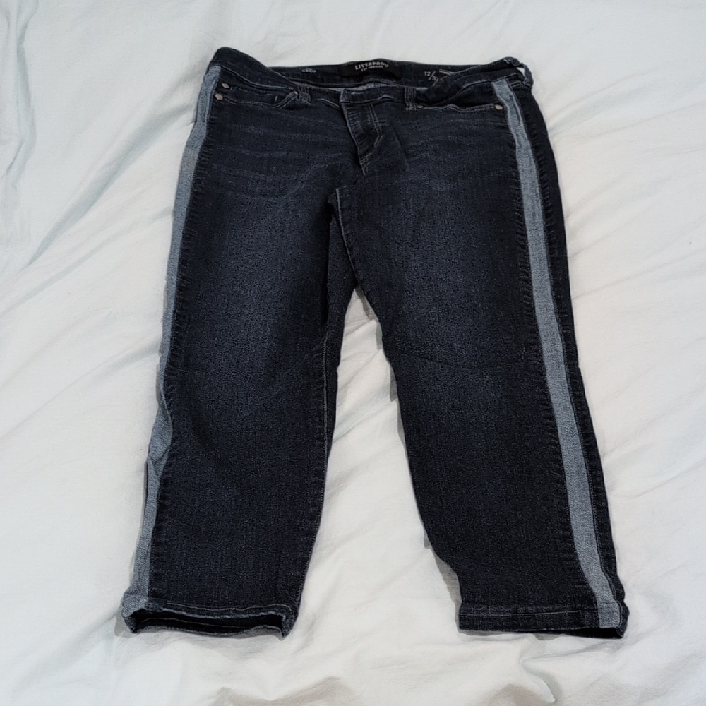 Liverpool Dark Blue Jeans with Light Gray Stripe